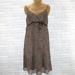 MOTHERHOOD MATERNITY Dress Polka Dot Summer Spaghetti Strap Brown White Medium